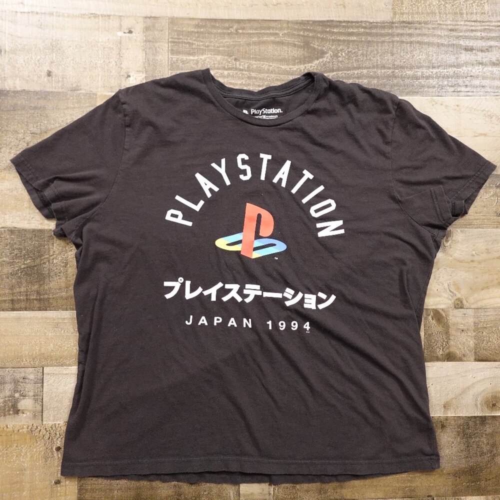 PlayStation Japan 1994 Logo Graphic T-Shirt Men’s 2X Black‎ Retro Gaming